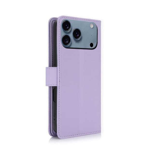 iPhone 18 Pro Max / iPhone 17 Pro Max Skal läderfodral med RFID och flera kortfack Ljuslila