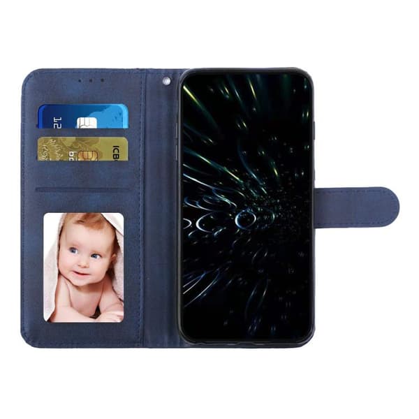 iPhone 18 Pro Max / iPhone 17 Pro Max Skal läderfodral - kalvskinn med spänne Blå