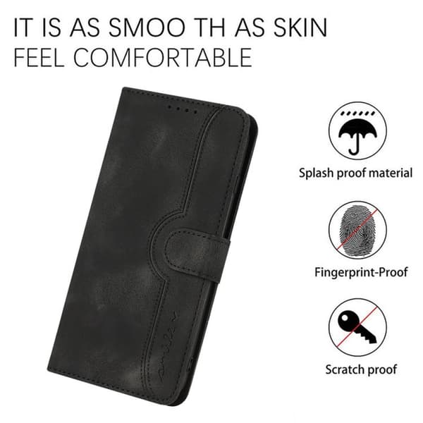 iPhone 18 Pro / iPhone 17 Pro Skal läderfodral med hjärtformat mönster Svart