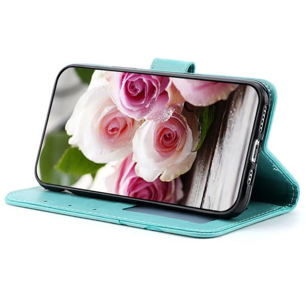 Redmi Note 14 Pro 4G Global - Rose Butterfly Prägad Läderfodral Grön