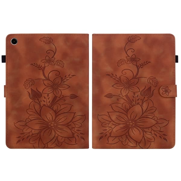 Samsung Galaxy Tab A9+ / A11+ Lily Prägad Läderfodral Brun