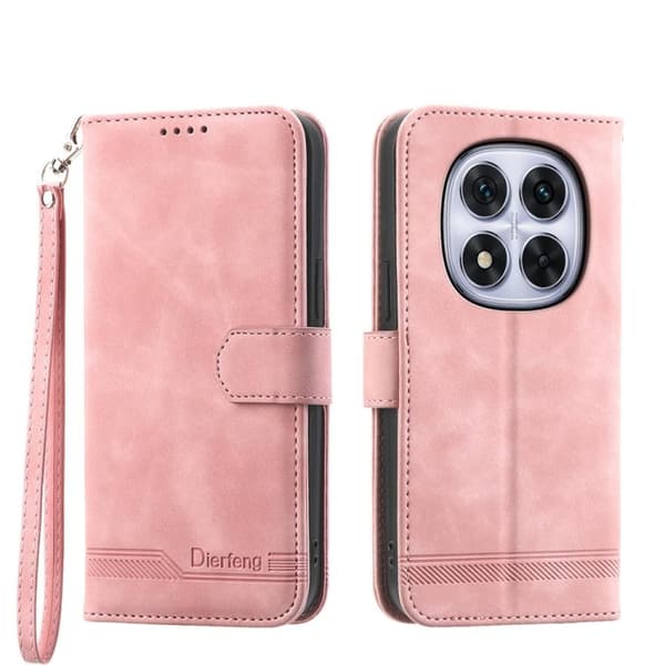 Redmi Note 14 Pro 4G - Dierfeng Dream Line TPU Hybrid PU Läderfodral Rosa
