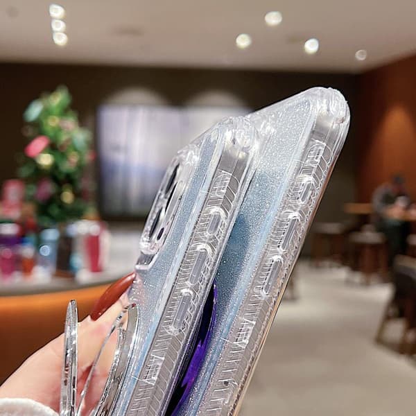 iPhone 16 Pro Glitter MagSafe Skal med Spegelhållare Silver