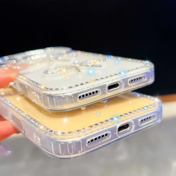 iPhone 18 Pro Max / iPhone 17 Pro Max Skal med Diamantglitter och Dubbel Slips, Stöttålig Ljusgul