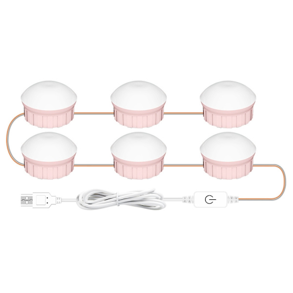 6 LED-lampor Kosmetisk Rum Badrumsspegel Frontljus USB Trefärgs Dimljus
