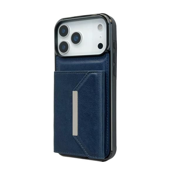 iPhone 18 Pro / iPhone 17 Pro Skal med Solid Färg och Metallspänne för Kortfack Blå