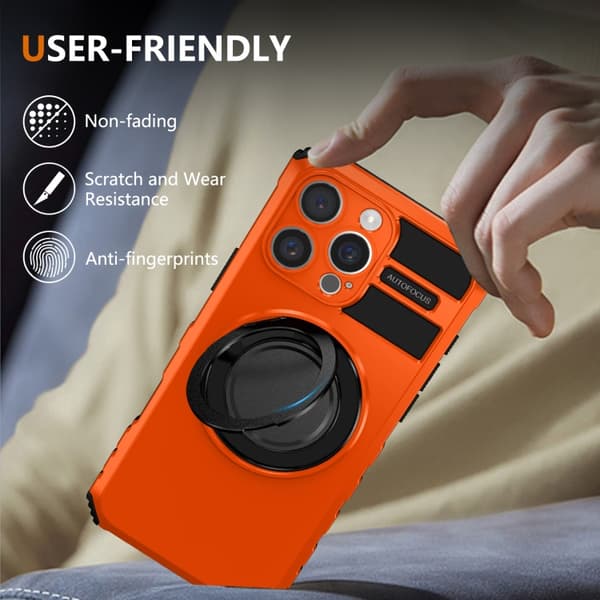 iPhone 16 Pro Rotating Magnetisk Hållare Skal Orange
