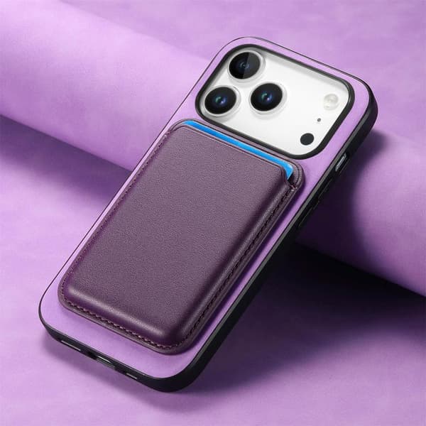 iPhone 18 Pro Max / iPhone 17 Pro Max Retro Magsafe Kortväska PU Bakskal Purpur