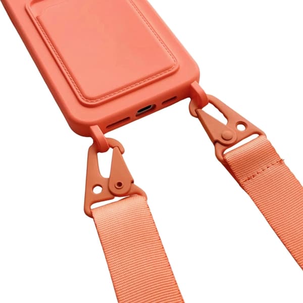iPhone 16 Pro Max Skal Flytande Silikon med Lanyard Kaffe