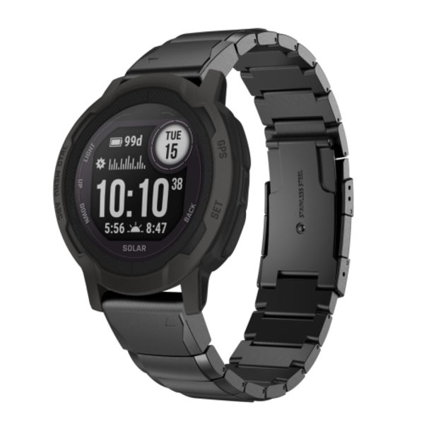 För Garmin Instinct 2 22mm Tortoise Shell i rostfritt stål watch Black