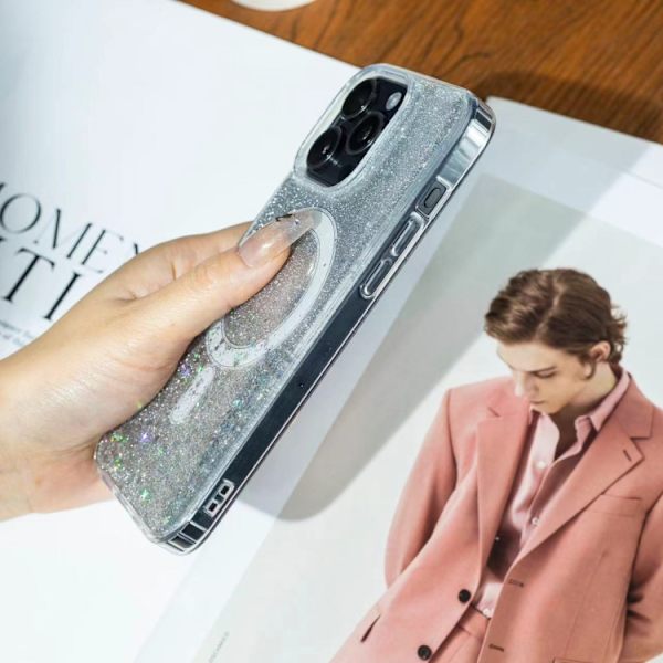 iPhone 16 Pro Max Gradient Glitter Stjärnig MagSafe Skal Gradient rosa