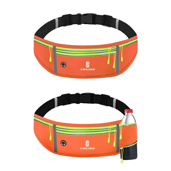 CWILKES MF-008 Vattentät midjeväska för sport och fitness, med vattenflaskhållare Orange