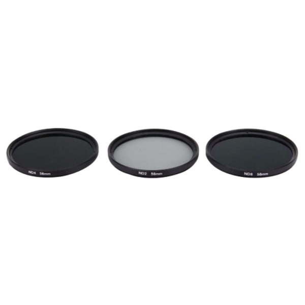 JUNESTAR Professionella 58mm linsfilter ND-filterkit (ND2 + ND4 + ND8) för GoPro & Xiaomi Xiaoyi Yi & SJCAM Sport Action Camera