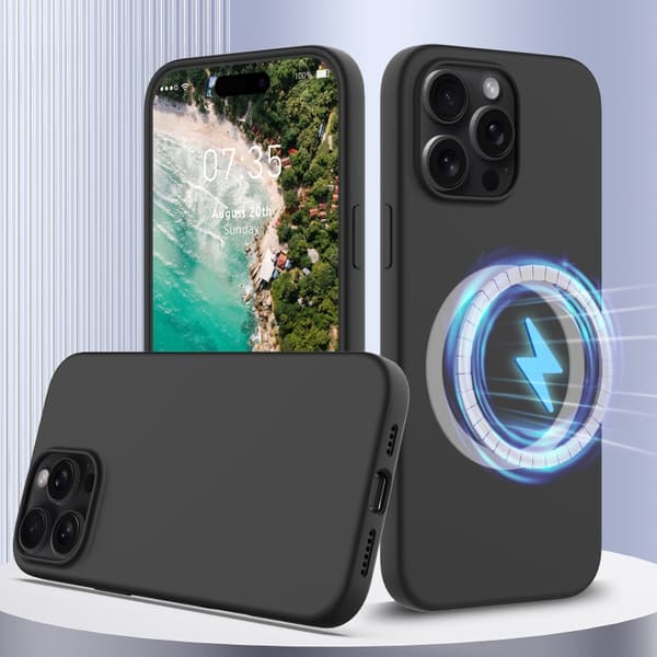 iPhone 16 Pro Max Shockproof Silikon Magsafe Skal Svart