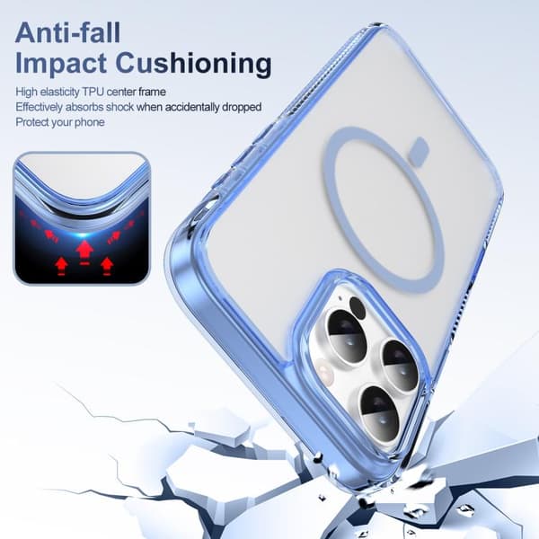 iPhone 16 Pro Translucent Frosted MagSafe Skal med AI-knapp Blå