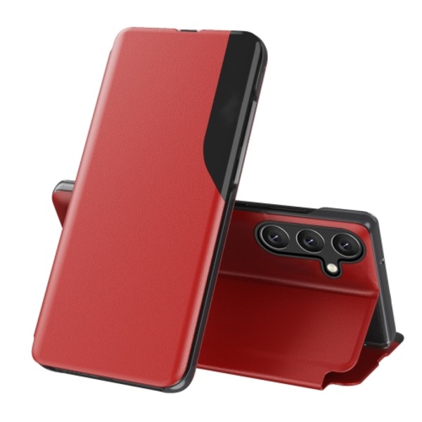 Samsung Galaxy S24+ 5G Skal i Läder med Flip Holder Röd