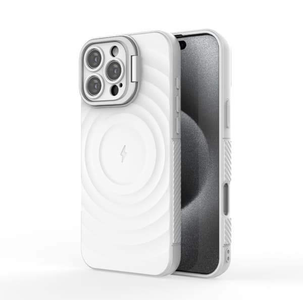 iPhone 16 Pro Max Lensram med korrugerad MagSafe Skal Vit