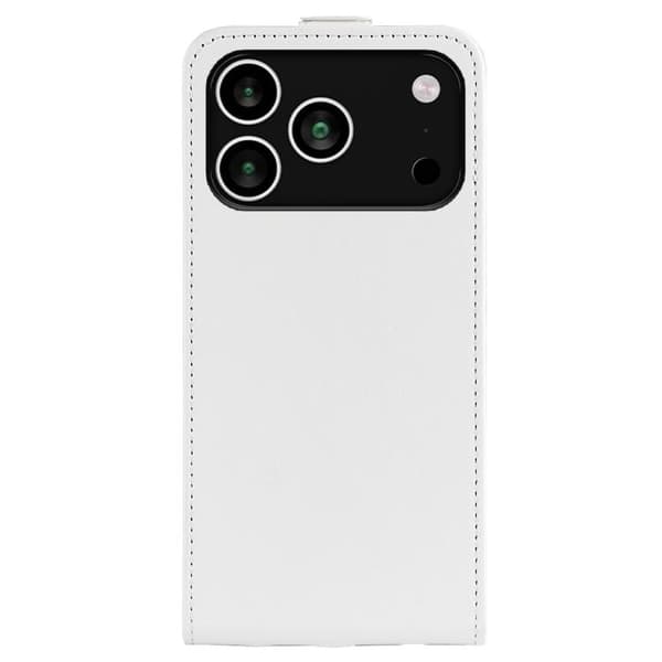 iPhone 18 Pro / iPhone 17 Pro Skal Läderfodral med Textur och Vertikal Flip Vit