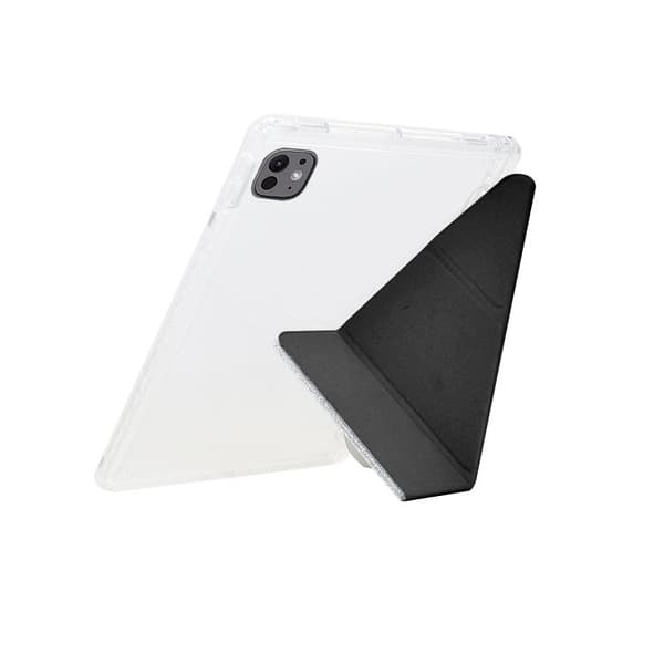 iPad Pro 13 2024 - Y-Fold Klar Akryl Glitter Smart Läderfodral Svart