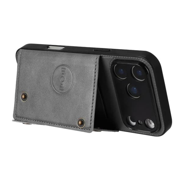 iPhone 18 Pro / iPhone 17 Pro Skal med Dubbel Spänne och Kortfack Grå