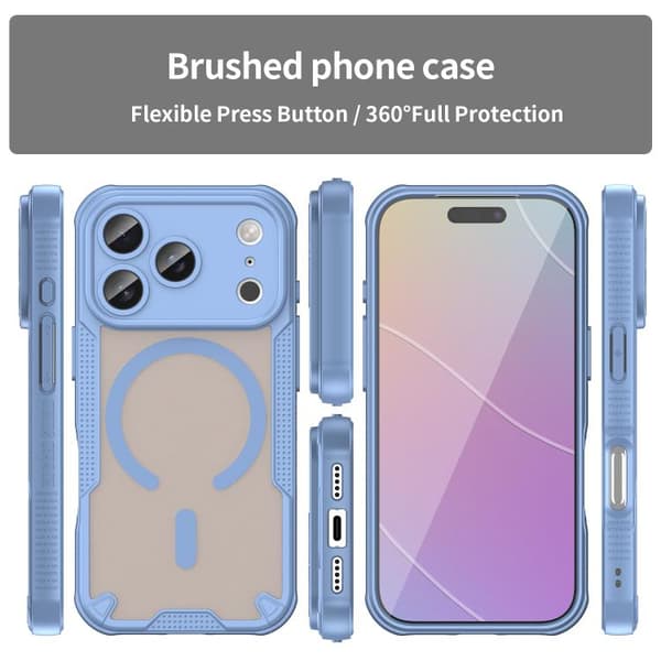 iPhone 18 Pro Max / iPhone 17 Pro Max Skal med Armor Glaze MagSafe Magnetisk Design Blå