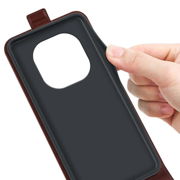 Redmi Note 14 Pro 4G R64 - Texturerad Enkelsidig Vertikal Flip Läderfodral Brun