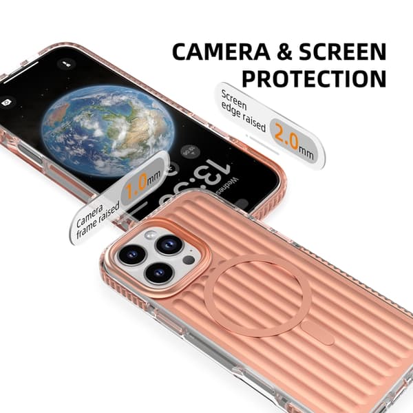 iPhone 16 Pro Max Mutural Corrugerad Textur Magsafe Magnetisk Stötsäker Skal Mörkgrå