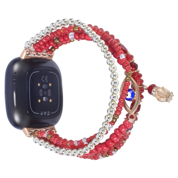 För Fitbit Versa 3 / Sense Eye Bead Chain Watch Band Red