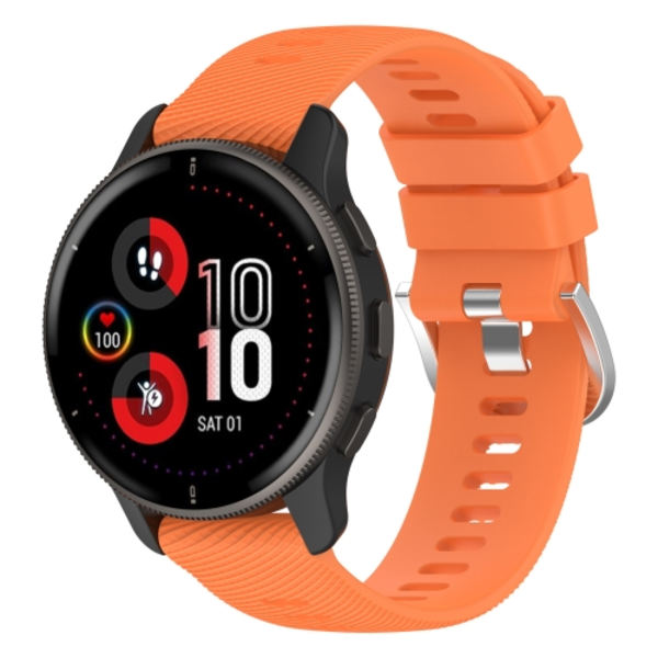 För Garmin Venu 2Plus 20mm Cross Textured Silicone Watch Band Orange