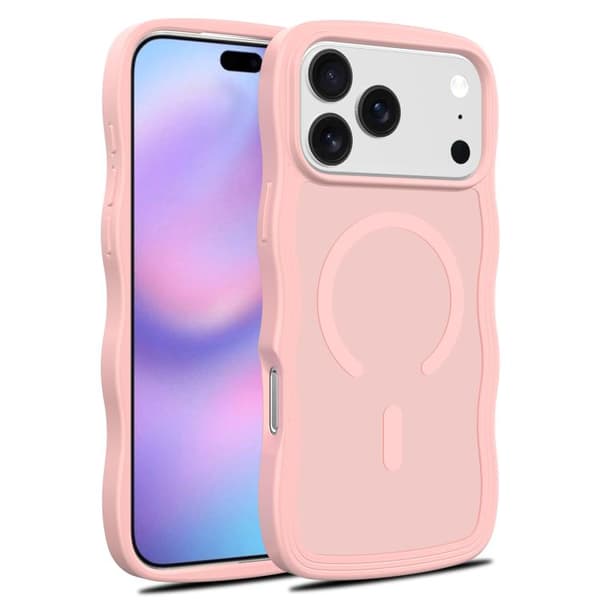 iPhone 18 Pro / iPhone 17 Pro Skal med Vågtextur och MagSafe Rosa