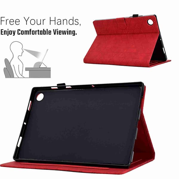 Samsung Galaxy Tab A9+ / A11+ Rhombus TPU Smart Läderfodral Röd
