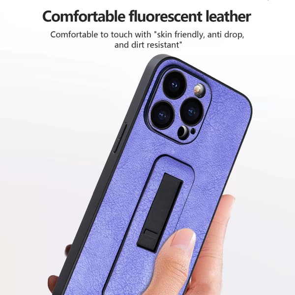 iPhone 16 Pro Fodral PU-läder med Push-pull Bracket och Stötsäker Design - Skal för iPhone 16 Pro Vinrött