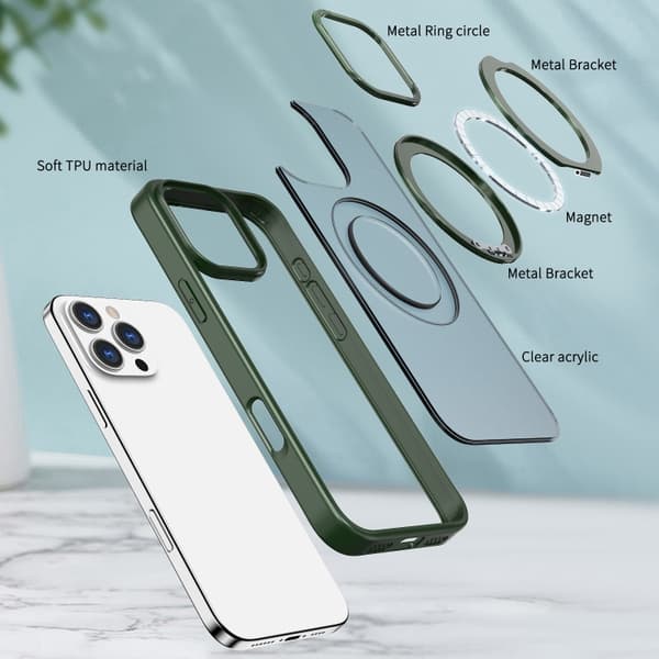 iPhone 16 Pro Max Wing Series MagSafe Magnetisk Ringhållare Skal Grön