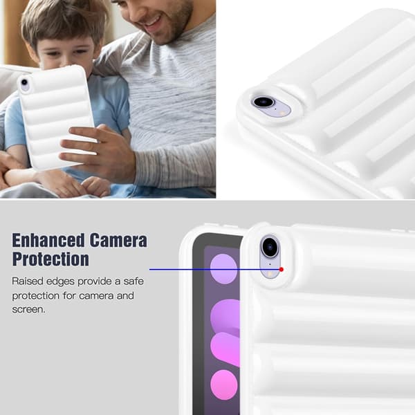 iPad mini 2024 / mini 6 Skal med Eiderdown Kudde - Stötsäker Tablet Case Vit