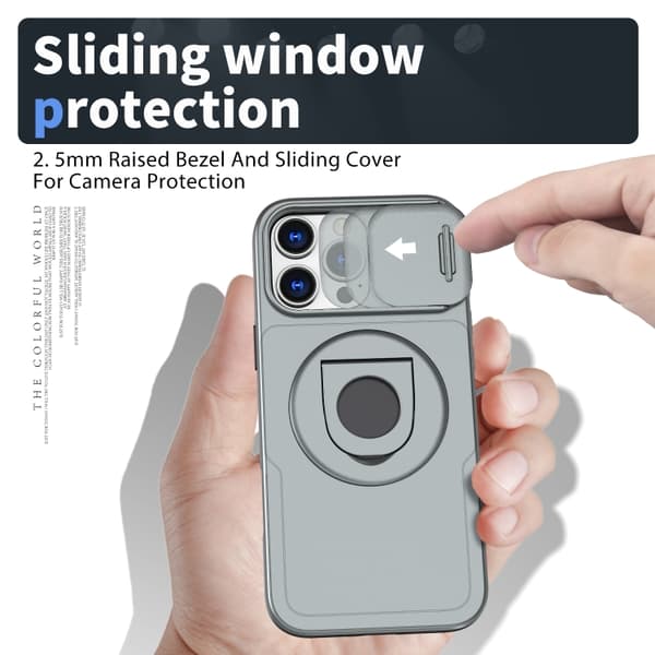 iPhone 16 Pro Camshield MagSafe Ring Holder Armor Skal Titangrå