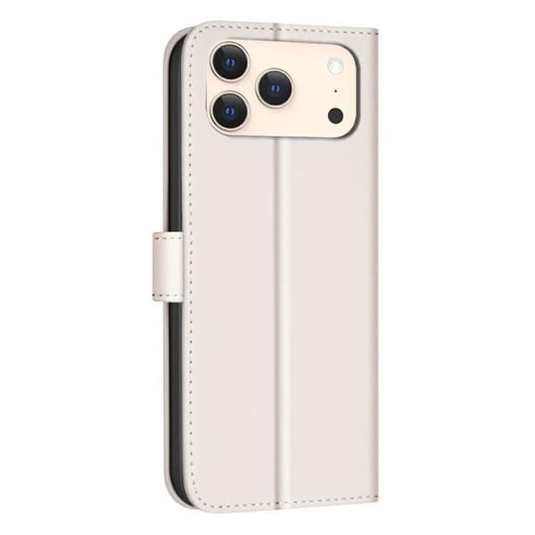 iPhone 18 Pro / iPhone 17 Pro Skal Läderfodral med Fyrkantig Textur Beige