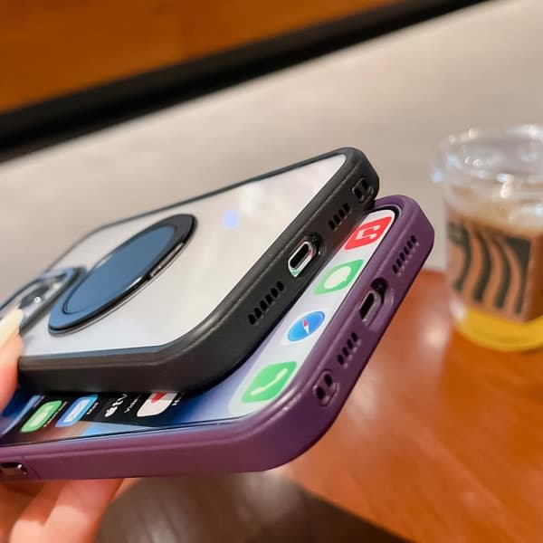 iPhone 16 Pro Transparent MagSafe Magnetisk Hållare Skal Blå