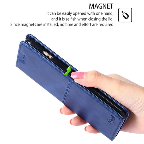 Redmi Note 14 4G - Magnetiskt Läderfodral med Kossmönster Blå