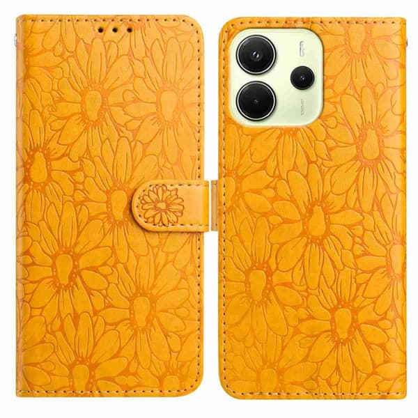 Redmi Note 14 4G - Daisy Prägling Läderfodral Gul