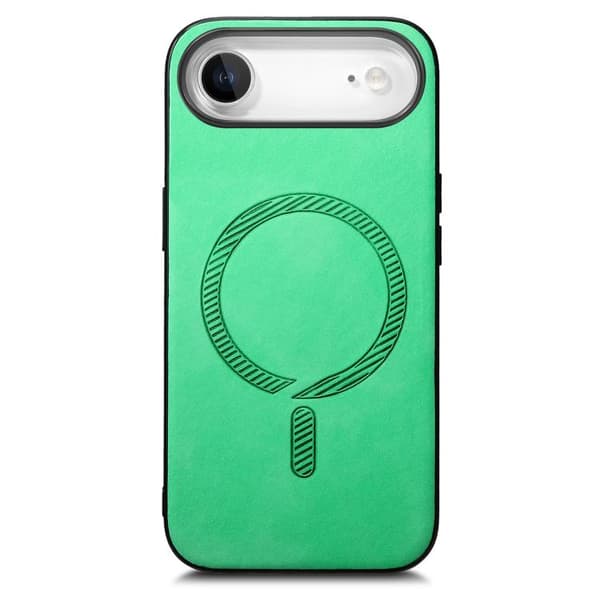 iPhone 17 Air Skal - Solid Color Retro med MagSafe PU Baksida Grön