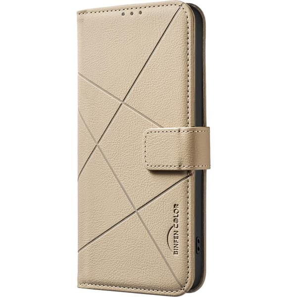 Redmi Note 14 5G - Geometriskt Mönster RFID Läderfodral Beige