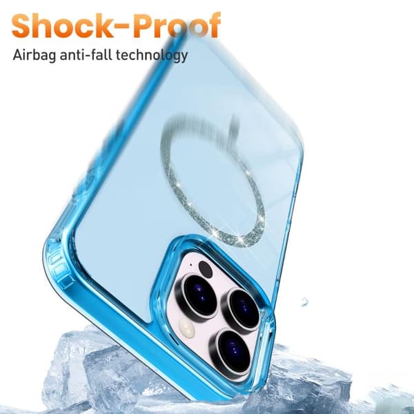 iPhone 16 Pro Transparent MagSafe Glittrande Pulver Akryl Skal Gul