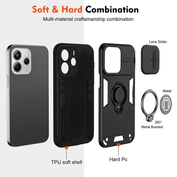 Redmi Note 14 4G - Camshield Ring Holder fodral Svart