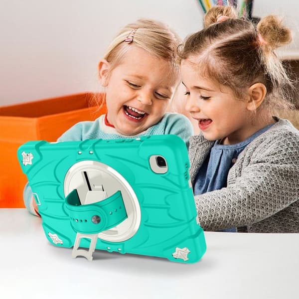 Samsung Galaxy Tab A7 Lite Bat Hand Grip Turntable Ställ Mintgrön Vit