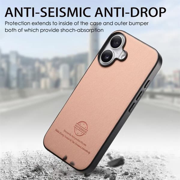 iPhone 17 Skal - Twilltyg och Läder Rosa