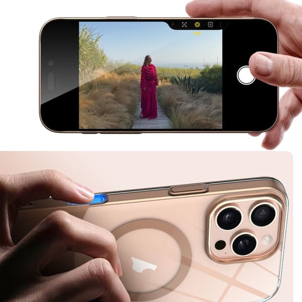iPhone 16 Pro Max Slim Färgglad Kontrast MagSafe PC Transparent Skal Grå