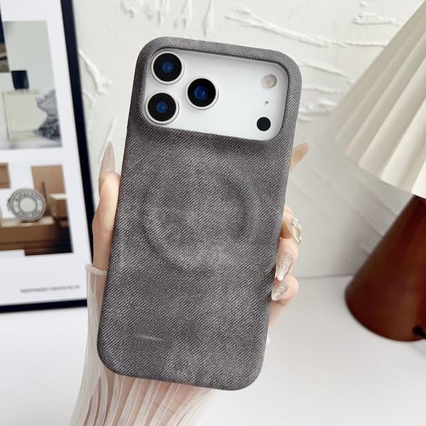 iPhone 18 Pro / iPhone 17 Pro Skal - Denim med MagSafe och Magnetisk PC + PU Mörkgrå