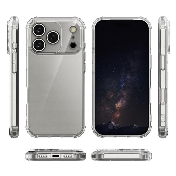 iPhone 18 Pro Max / iPhone 17 Pro Max Skal - Klar TPU med Fyrhörnsskydd