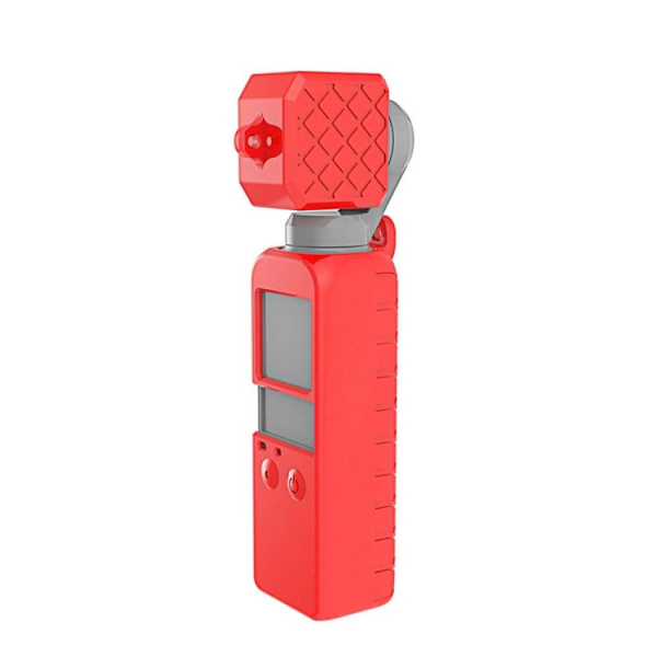2 i 1 diamantstruktur silikonfodral set till DJI OSMO Pocket Röd