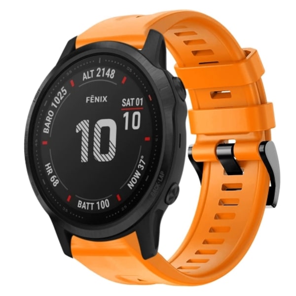 För Garmin Fenix ​​6S Pro Metal Spänne Enfärgad Silikon Watch Band Orange